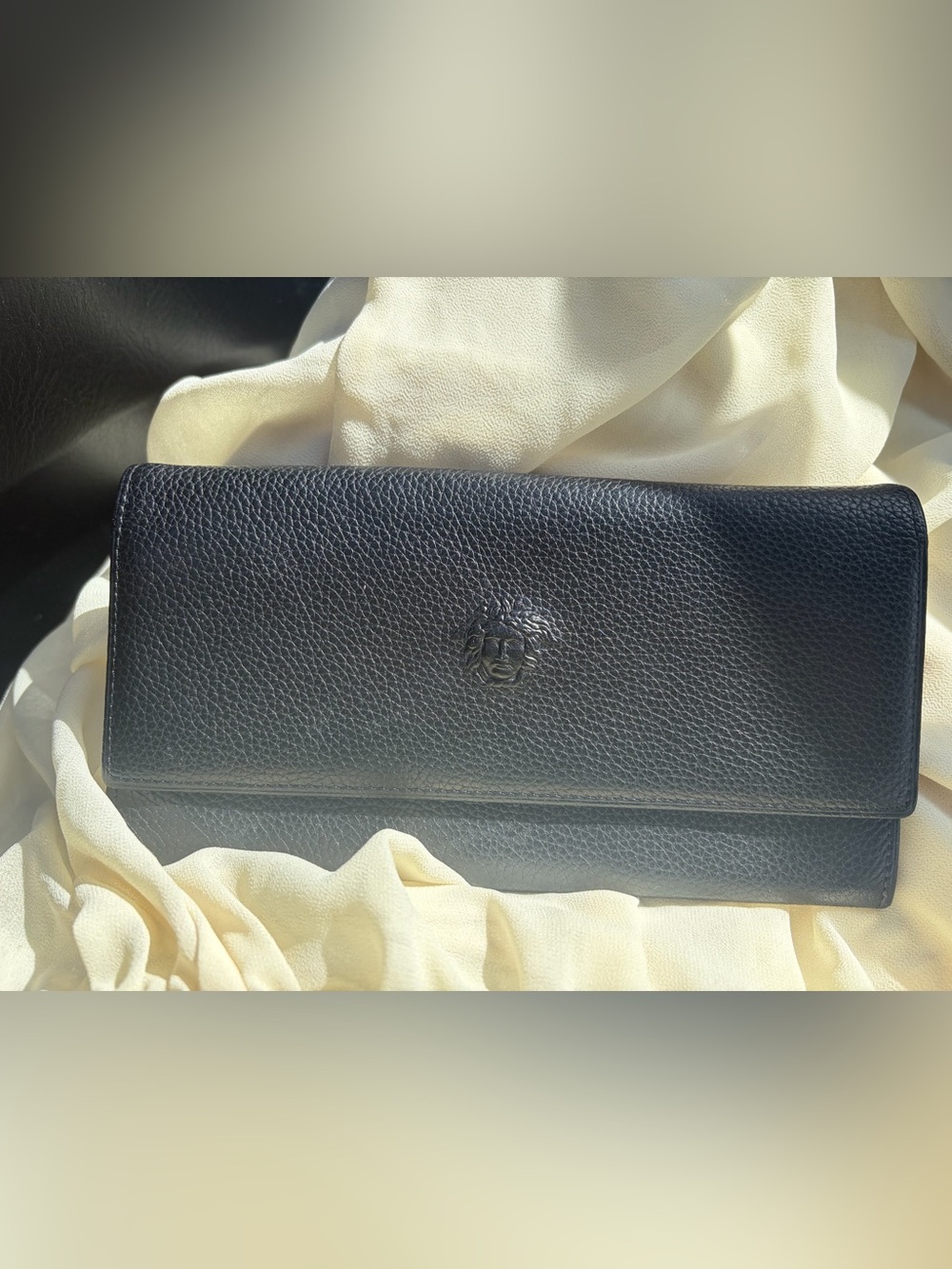 Versace Black Leather Medusa Clutch